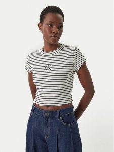 Calvin Klein Jeans T-Shirt LV047F833G Czarny Slim Fit. Czarne t-shirty Calvin Klein Jeans, xs, bez wzorów, z bawełny, bez kołnierzyka, bez ramiączek. Za 209,99 zł.