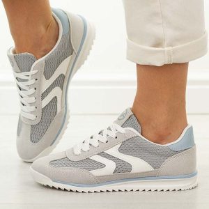 Szare sportowe półbuty damskie Potocki 11675. Szare półbuty VINCEZA, na lato, w ażurowe wzory, z dresówki, bez obcasa, na płaskiej podeszwie, bez zapięcia. Za 149,00 zł.