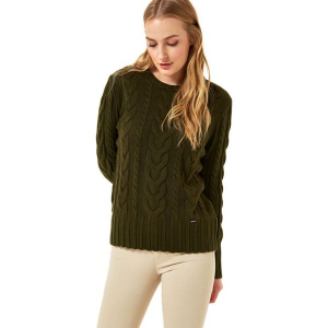 Sweter w kolorze khaki. Brązowe swetry oversize marki Jimmy Sanders, ze splotem, z okrągłym kołnierzem. W wyprzedaży za 99,95 zł.