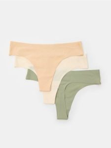 Prążkowane stringi 3 pack - wielobarwny. Stringi Sinsay, bez wzorów, prążkowane. Za 25,99 zł.