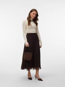 Vero Moda Spódnica w kolorze brązowym rozmiar: M. Brązowe spódnice Vero Moda, m, bez wzorów, z koronki, midi. Za 169,95 zł.