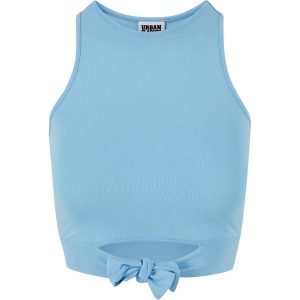 Womens/Ladies Front Knot Crop Top. Niebieskie topy Urban Classics, xl, bez wzorów, casualowe, bez kołnierzyka, bez ramiączek. Za 77,99 zł.