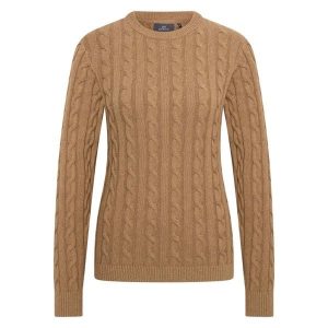 Sweter damski HV Polo Tally. Brązowe swetry klasyczne HV POLO, na zimę, bez kołnierzyka. Za 379,50 zł.