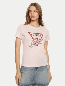 Guess T-Shirt W5RI10 I3Z14 Różowy Regular Fit. Czerwone t-shirty Guess, xl, z aplikacjami, z bawełny, bez kołnierzyka, bez ramiączek. Za 139,99 zł.