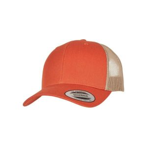 Czapka retro Flexfit Trucker 2-Tone. Brązowe czapki FLEXFIT, bez wzorów, z poliesteru, retro. Za 53,90 zł.