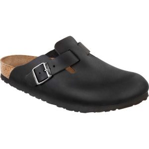 Klapki damskie Birkenstock Boston NU. Zielone klapki Birkenstock, bez wzorów, z materiału, bez obcasa. Za 469,00 zł.