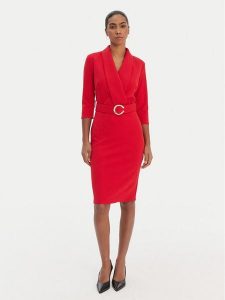Rinascimento Sukienka koktajlowa CFC0126777003 Czerwony Slim Fit. Czerwone kombinezony Rinascimento, xl, bez wzorów, z syntetyku, wizytowe, bez kołnierzyka, bez ramiączek. Za 489,99 zł.