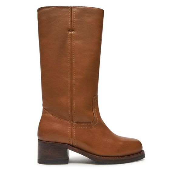 Kozaki Bronx. Brązowe kozaki Bronx, bez wzorów, bez obcasa, na słupku, bez zapięcia. Za 749,99 zł.