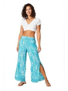 Aller Simplement Spodnie w kolorze turkusowo-białym rozmiar: 38/40. Białe spodnie z wysokim stanem Aller Simplement, bez wzorów, z materiału, z podwyższonym stanem. Za 74,11 zł.