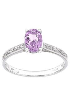 Rinani Złoty pierścionek z diamentami i ametystem rozmiar: 50. Różowe pierścionki Rinani, z ametystem, złote. Za 1 522,99 zł.