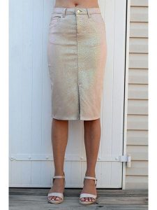 Bleu d'Azur Spódnica "Douc" w kolorze beżowym rozmiar: 38. Brązowe spódnice Bleu d'Azur, w ażurowe wzory, klasyczne, midi. Za 121,80 zł.