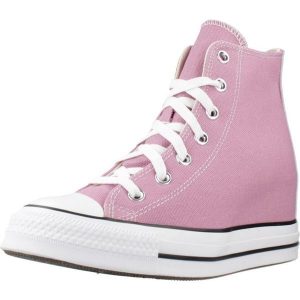 Buty CONVERSE CHUCK TAYLOR ALL STAR CLASSIC WEDGE PLATFORM Rose. Czerwone buty trekkingowe Converse, z tkaniny, bez zapięcia. Za 405,91 zł.