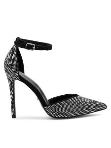 DeeZee Szpilki KL-HT92831-70 Czarny. Czarne szpilki DeeZee, bez wzorów, z materiału, bez obcasa. Za 83,99 zł.