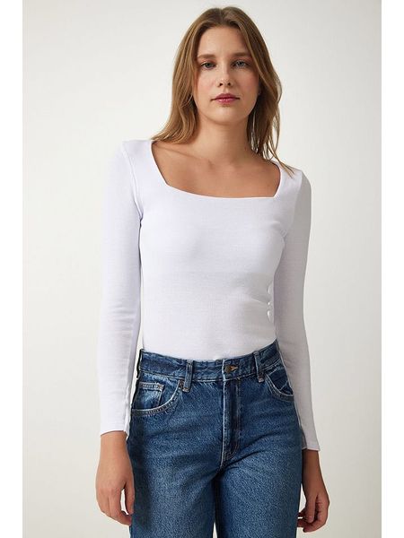 Happiness Istanbul Koszulka w kolorze białym rozmiar: S/M. Białe bluzki Happiness Istanbul, m, bez wzorów, bez kołnierzyka, bez ramiączek. Za 39,99 zł.