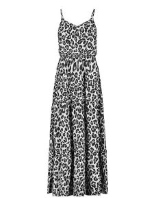 Sublevel Sukienka w kolorze szaro-biało-czarnym rozmiar: L. Białe sukienki Sublevel, na imprezę, l, bez wzorów, z wiskozy, klasyczne, bez kołnierzyka, bez ramiączek, maxi. Za 198,56 zł.