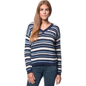 Sweter w kolorze niebiesko-beżowym. Brązowe swetry oversize marki Benetton, w paski, z dzianiny. W wyprzedaży za 107,95 zł.