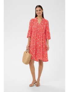 Kaffe Sukienka w kolorze koralowym rozmiar: 38. Czerwone sukienki Kaffe, na co dzień, bez wzorów, z wiskozy, bez kołnierzyka, bez ramiączek, mini, proste. Za 173,99 zł.