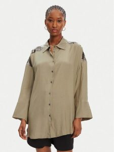 ACCESS FASHION Koszula 53-7027-437 Zielony Loose Fit. Zielone koszule ACCESS FASHION, m, bez wzorów, z wiskozy, bez kołnierzyka, bez ramiączek. Za 329,99 zł.