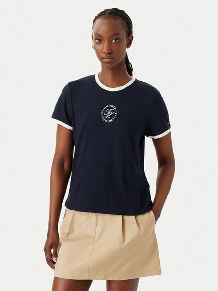 Tommy Hilfiger T-Shirt WW0WW50032 Granatowy Regular Fit. Niebieskie t-shirty TOMMY HILFIGER, s, bez wzorów, z bawełny, bez kołnierzyka, bez ramiączek. Za 249,99 zł.