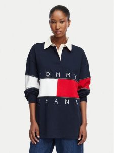 Tommy Jeans Bluza Tjw Ovs DW0DW22827 Granatowy Oversize. Niebieskie bluzy Tommy Jeans, m, bez wzorów, z bawełny, bez kaptura. Za 383,99 zł.