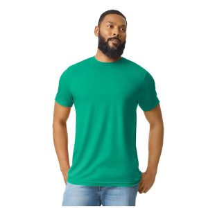 Koszulka Unisex Dla Dorosłych Softstyle CVC. Zielone bluzki GILDAN, xl, bez wzorów, sportowe, bez kołnierzyka, bez ramiączek. Za 40,99 zł.