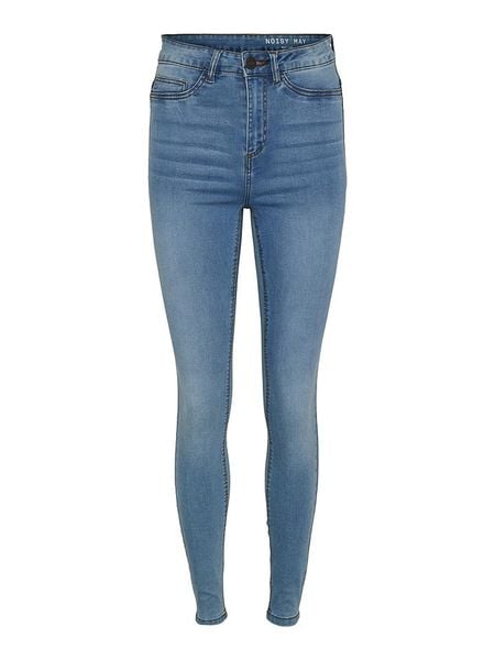 Noisy may Dżinsy "Nmcallie" - Skinny fit - w kolorze błękitnym rozmiar: W25/L30. Niebieskie jeansy Noisy may, z aplikacjami, ze skóry, z podwyższonym stanem. Za 35,10 zł.