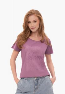 Fioletowy t-shirt z nadrukiem T-PEPI. Fioletowe t-shirty Volcano, m, bez wzorów, z bawełny, bez kołnierzyka, bez ramiączek. Za 59,99 zł.