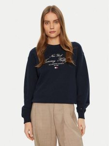 Tommy Hilfiger Bluza Modern Script WW0WW43844 Granatowy Regular Fit. Niebieskie bluzy TOMMY HILFIGER, xxl, bez wzorów, z bawełny, bez kaptura. Za 319,99 zł.