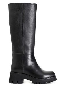 Cafe Noir Skórzane kozaki w kolorze czarnym rozmiar: 40. Czarne kozaki Cafe Noir, na zimę, bez wzorów, bez obcasa, bez zapięcia. Za 304,56 zł.