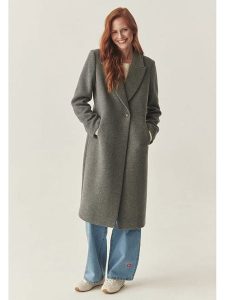TATUUM Wełniany płaszcz w kolorze szarym rozmiar: 36. Szare płaszcze Tatuum, bez wzorów, z wełny, bez kaptura. Za 434,51 zł.