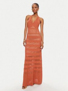 TWINSET Sukienka dzianinowa 241TT3112 Pomarańczowy Regular Fit. Brązowe sukienki Twinset, m, bez wzorów, z dzianiny, bez kołnierzyka, bez ramiączek. Za 649,99 zł.