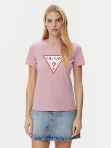 Guess T-Shirt W1YI1B I3Z14 Fioletowy Regular Fit. Fioletowe t-shirty Guess, l, z aplikacjami, z bawełny, bez kołnierzyka, bez ramiączek. Za 89,99 zł.