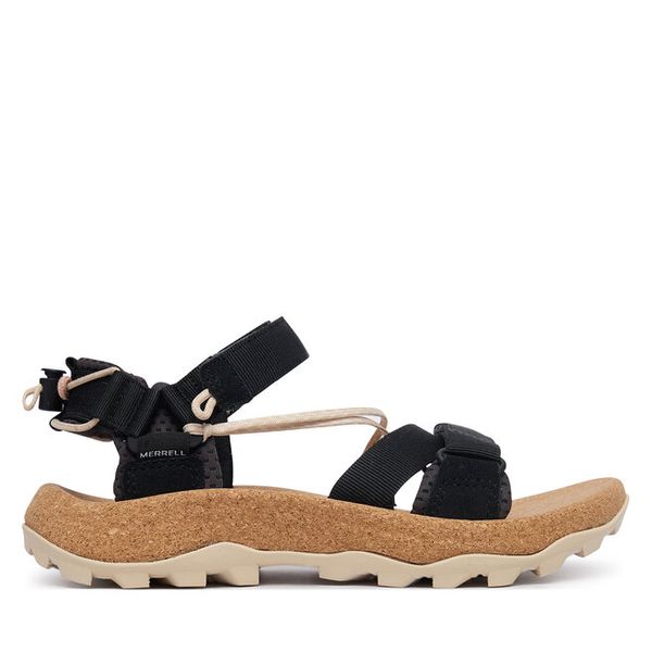 Sandały Merrell. Czarne sandały Merrell, bez wzorów, bez obcasa, na płaskiej podeszwie, bez zapięcia. Za 399,99 zł.
