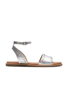 Clarks Skórzane sandały "Maritime May" w kolorze srebrnym rozmiar: 37,5. Szare sandały Clarks, bez wzorów, z otwartym noskiem, bez obcasa, bez zapięcia. Za 158,10 zł.