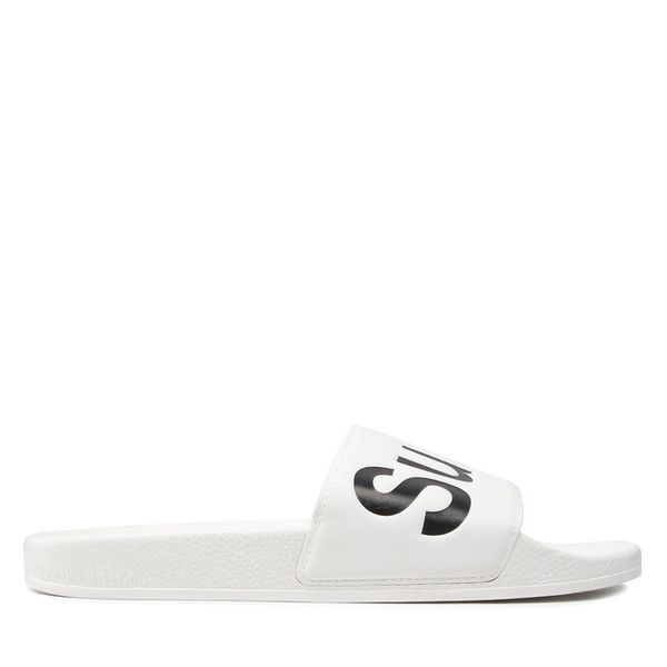 Klapki Superga. Białe klapki Superga, bez wzorów, bez obcasa. Za 129,99 zł.