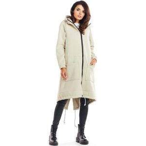 Beżowa Ciepła Bluza Typu Parka. Brązowe bluzy Infinite You, l, bez wzorów, z bawełny, bez kaptura. Za 244,90 zł.