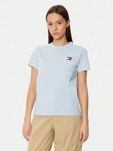 Tommy Jeans T-Shirt DW0DW20153 Błękitny Regular Fit. Niebieskie t-shirty Tommy Jeans, l, bez wzorów, z bawełny, bez kołnierzyka, bez ramiączek. Za 109,99 zł.
