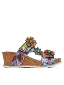 Laura Vita Klapki Bonito 31 Niebieski. Niebieskie klapki LAURA VITA, bez wzorów, ze skóry, bez obcasa. Za 439,99 zł.