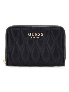 Guess Portfel w kolorze czarnym - 14 x 9,3 cm rozmiar: onesize. Czarne portfele Guess, z aplikacjami, z materiału. Za 173,99 zł.