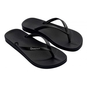 Klapki damskie Ipanema Anatomica Tan. Czarne klapki Ipanema, bez wzorów, z materiału, bez obcasa. Za 49,99 zł.