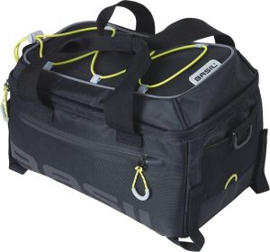 Torba na bagaż „Miles” - czarna/limonkowa. Czarne torby podróżne i sportowe BASIL, bez wzorów, z materiału, na ramię. Za 289,99 zł.