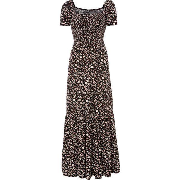 Długa sukienka z mieszanki wiskozy. Czarne sukienki bonprix, bez wzorów, z wiskozy, bez kołnierzyka, bez ramiączek, maxi. Za 144,99 zł.