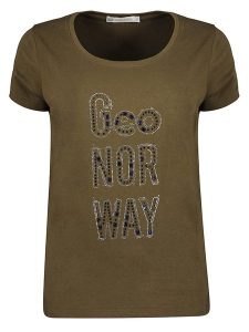 Geographical Norway Koszulka "Joaquina" w kolorze khaki rozmiar: XXL. Brązowe bluzki Geographical Norway, xxl, bez wzorów, bez kołnierzyka, bez ramiączek. Za 41,69 zł.