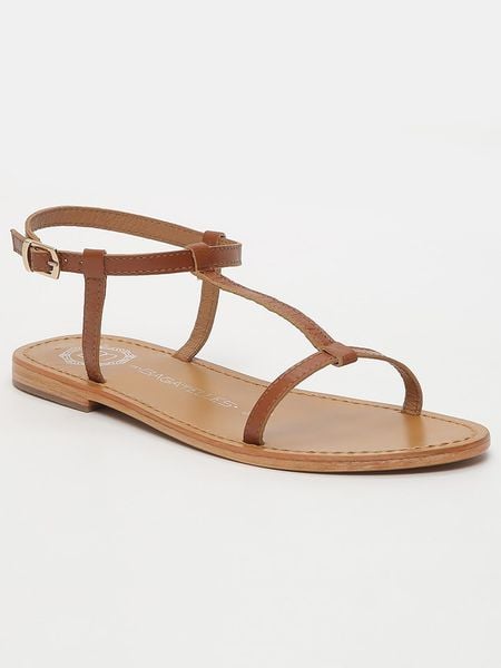 Les BAGATELLES Skórzane sandały "Pasco" w kolorze karmelowym rozmiar: 38. Brązowe sandały Les BAGATELLES, bez wzorów, ze skóry, bez obcasa, bez zapięcia. Za 127,65 zł.