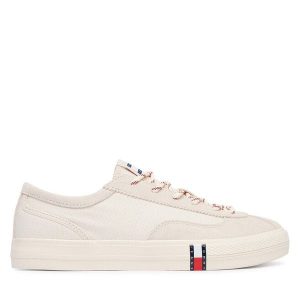 Tenisówki Tommy Jeans. Brązowe trampki Tommy Jeans, bez wzorów, z jeansu, bez zapięcia. Za 369,99 zł.