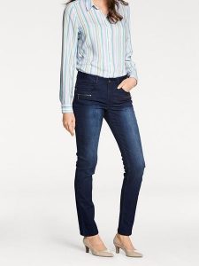 Heine Dżinsy - Slim fit - w kolorze granatowym rozmiar: 36. Niebieskie jeansy Heine, bez wzorów. Za 100,99 zł.