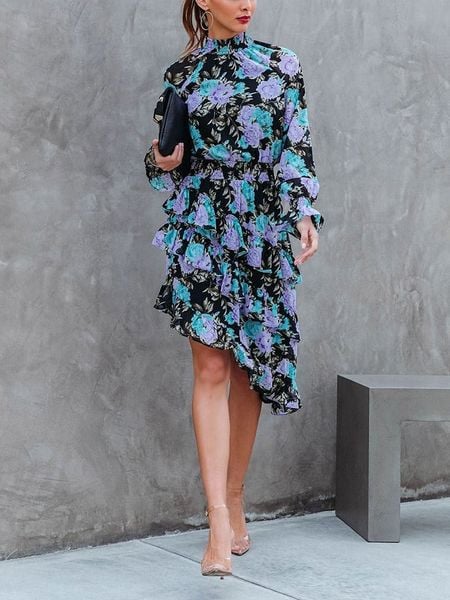 Milan Kiss Sukienka w kolorze czarno-lawendowo-turkusowym rozmiar: XL. Czarne sukienki Milan Kiss, xl, bez wzorów, z asymetrycznym kołnierzem, bez ramiączek, midi, asymetryczne. Za 143,90 zł.