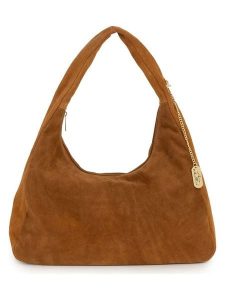 Anna Morellini Skórzany shopper bag "Lucrita" w kolorze jasnobrązowym - 42 x 49 x 18 cm rozmiar: onesize. Brązowe shopper bag Anna Morellini, bez wzorów, z materiału, na ramię, bez dodatków. Za 274,99 zł.