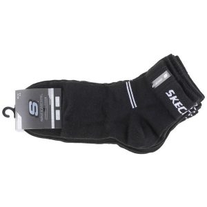 Skarpetki sportowe dla dorosłych 5PPK Wm Mesh Ventilation Quarter Socks. Czarne skarpetki Skechers, bez wzorów, z meshu. Za 42,99 zł.