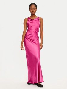 Please Sukienka koktajlowa A12NXO6000 Różowy Slim Fit. Czerwone kombinezony Please, l, bez wzorów, z syntetyku, wizytowe, bez kołnierzyka, bez ramiączek. Za 249,99 zł.